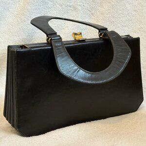 Vintage 1950s Susan Gail Black Accordian Handbag